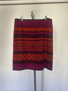 Etcetera size 6 Fair Isle Knit Pencil Skirt in Magenta and Red